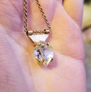 Herkimer Diamond Crystal necklace in 14k gold